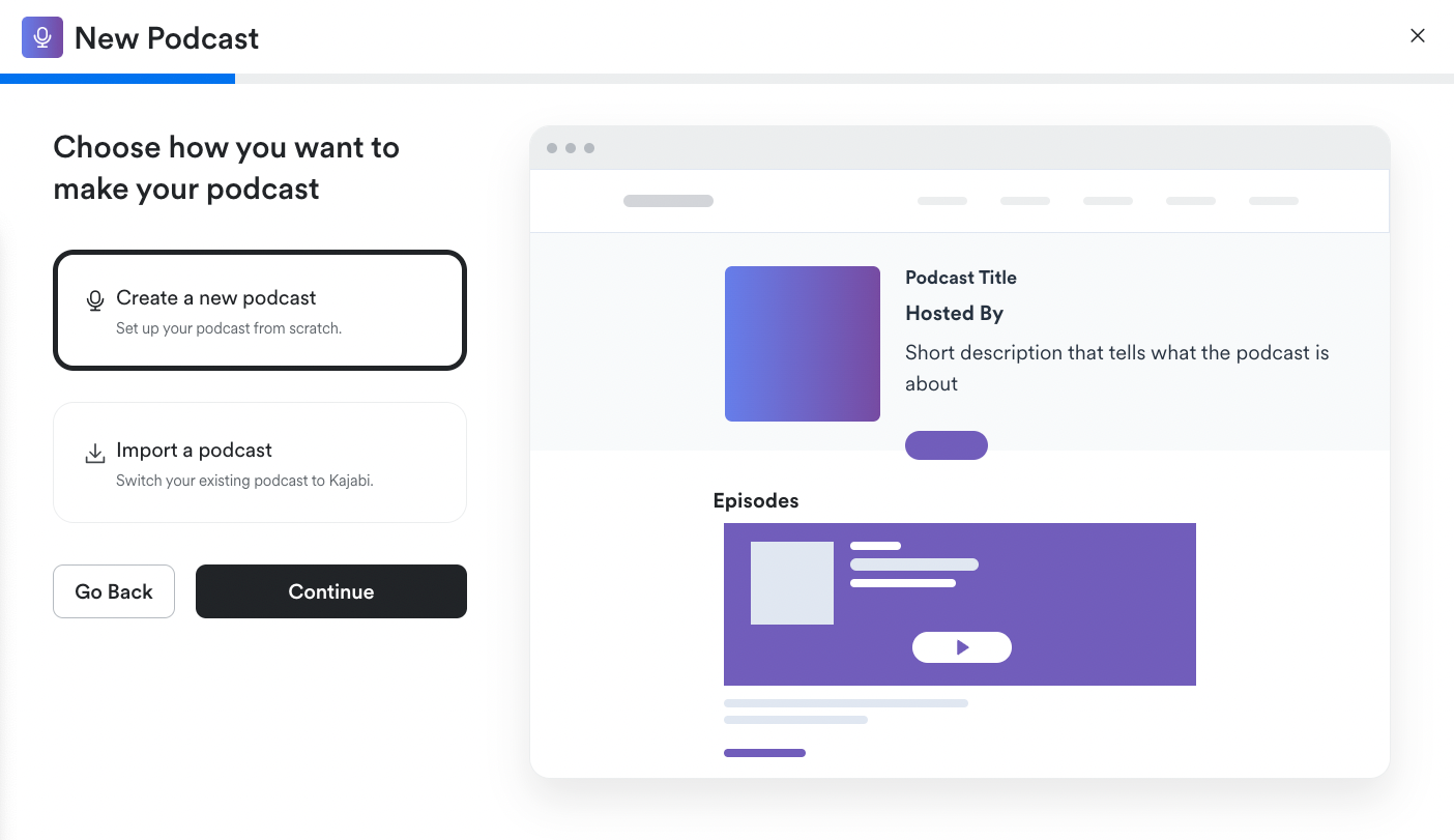 Kajabi Podcast Hosting Feature