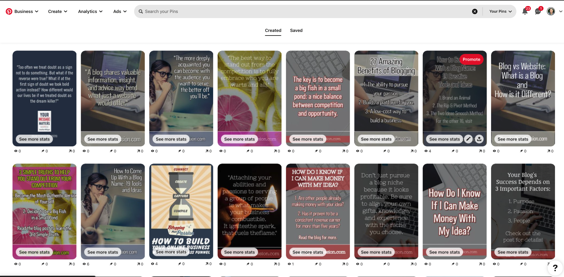 pinning content on Pinterest