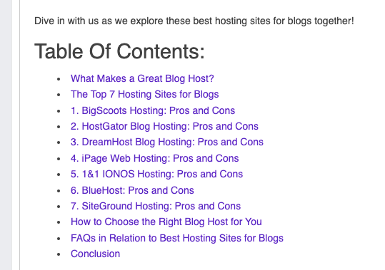 Content at Scale Generates Table of Contents