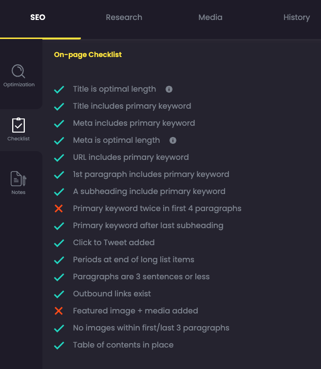 Content at Scale On-Page SEO Checklist