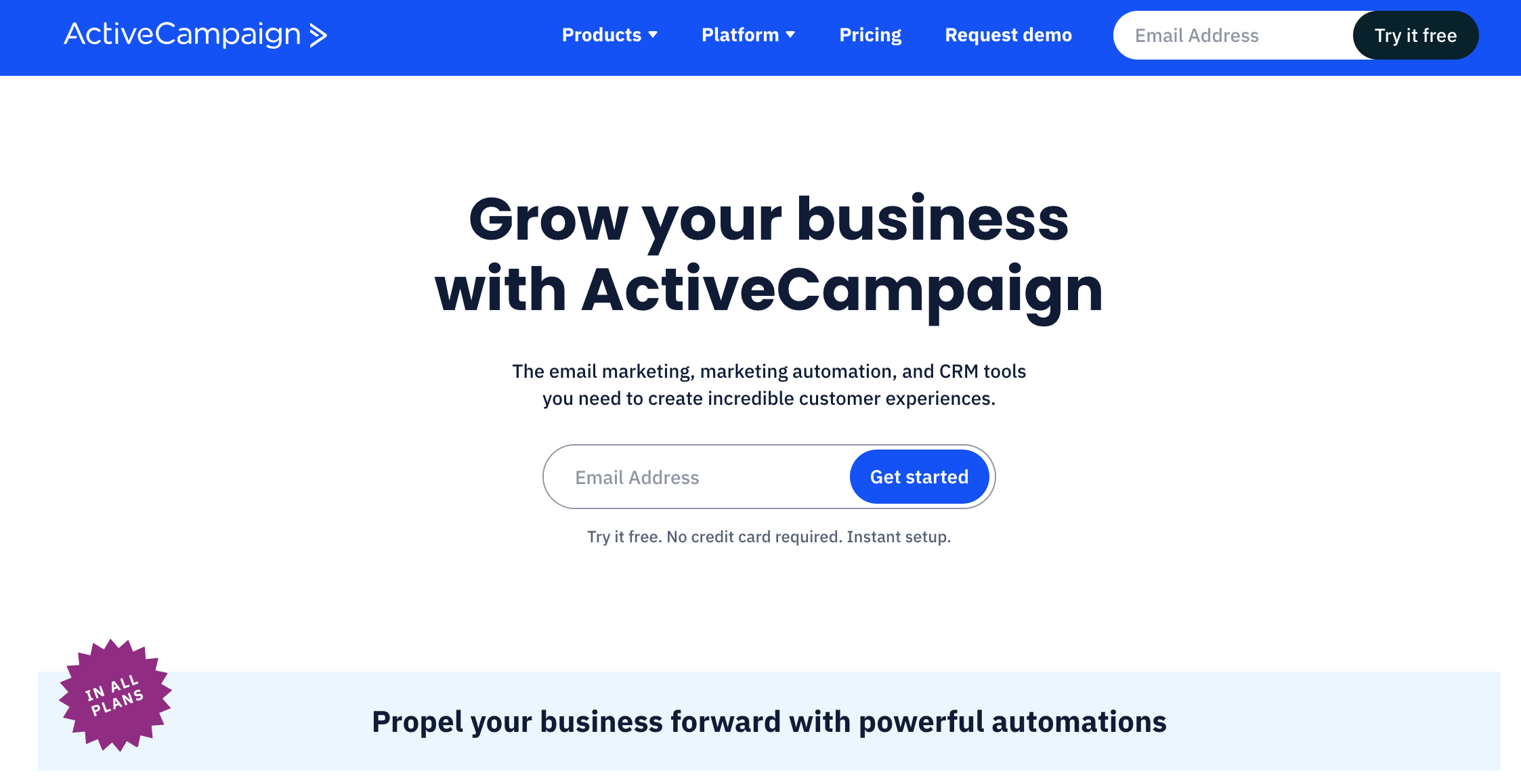Activecampaign home page