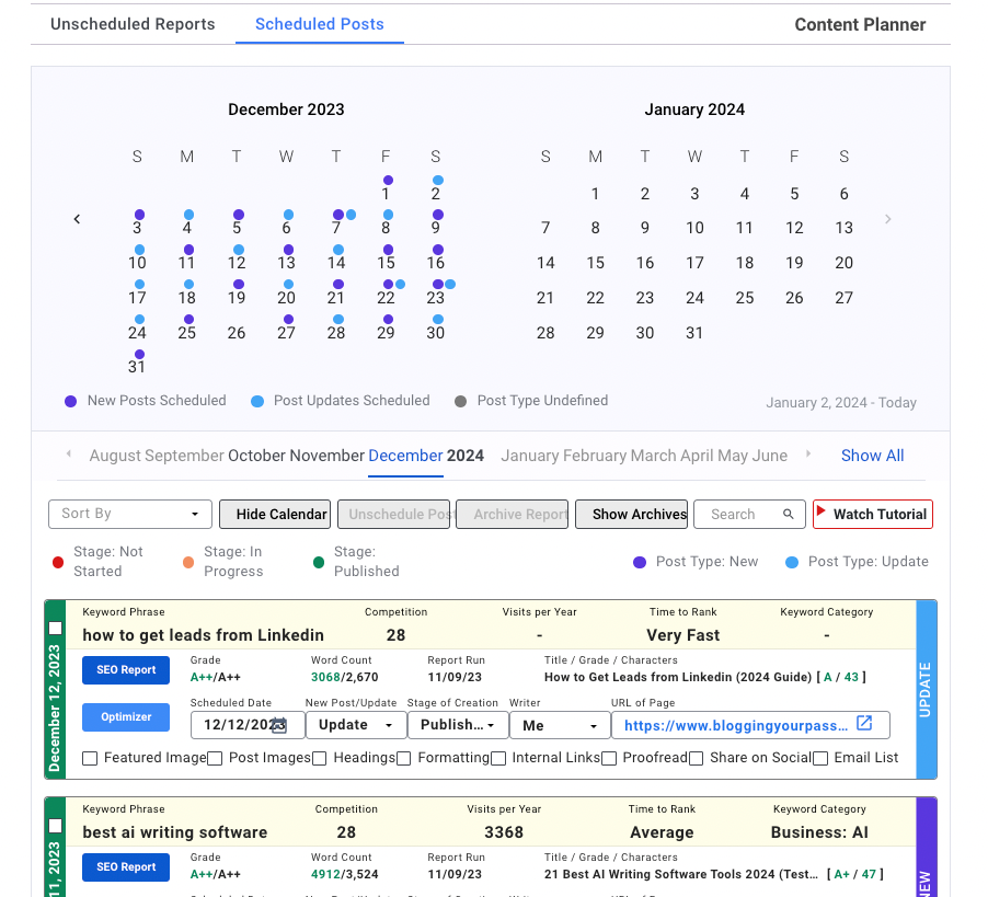 RankIq Editorial Calendar