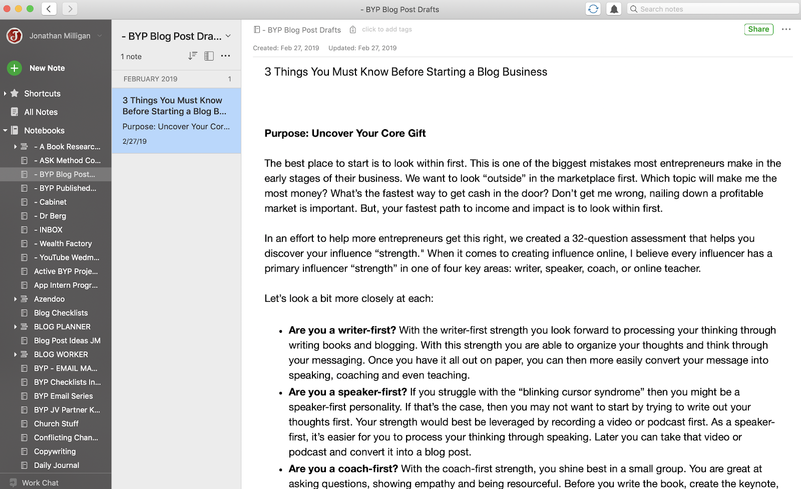 How to write blog posts in Evernote