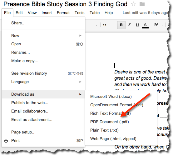 how to export a pdf in google docs