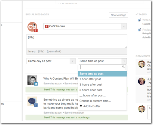 create social media posts with coschedule
