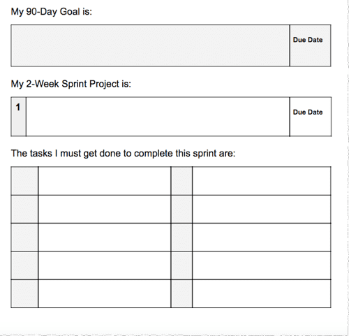 90 Day Goals Worksheet