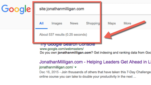another examples of a Google index search